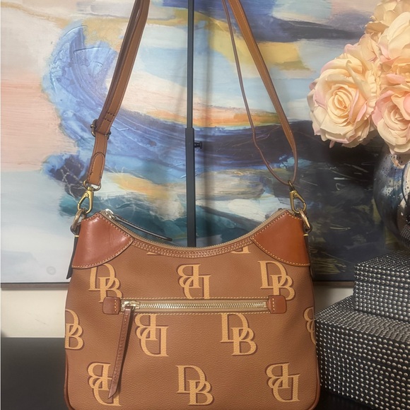 Dooney & Bourke Tan and Brown Monogram Shoulder Bag - Picture 2 of 6